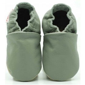 Chaussons cuir souple Gris