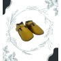 Chaussons bébé cuir souple moutarde semelles antidérapantes pour filles ou garçons