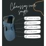 Chaussons bébé cuir souple gris clair semelles antidérapantes pour filles ou garçons