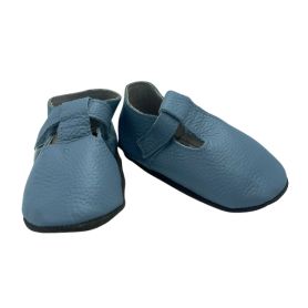 Chaussons bébé cuir souple gris clair semelles antidérapantes pour filles ou garçons