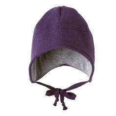 Bonnet bébé en laine bouillie Disana- Couleur Aubergine