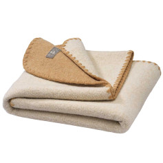 Couverture bébé double face en laine mérinos bouillie DIsana- Coloris au choix
