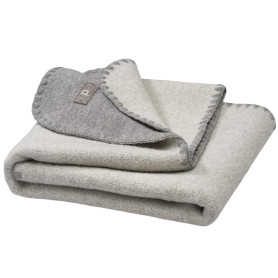 Couverture bébé double face en laine mérinos bouillie DIsana- Coloris au choix